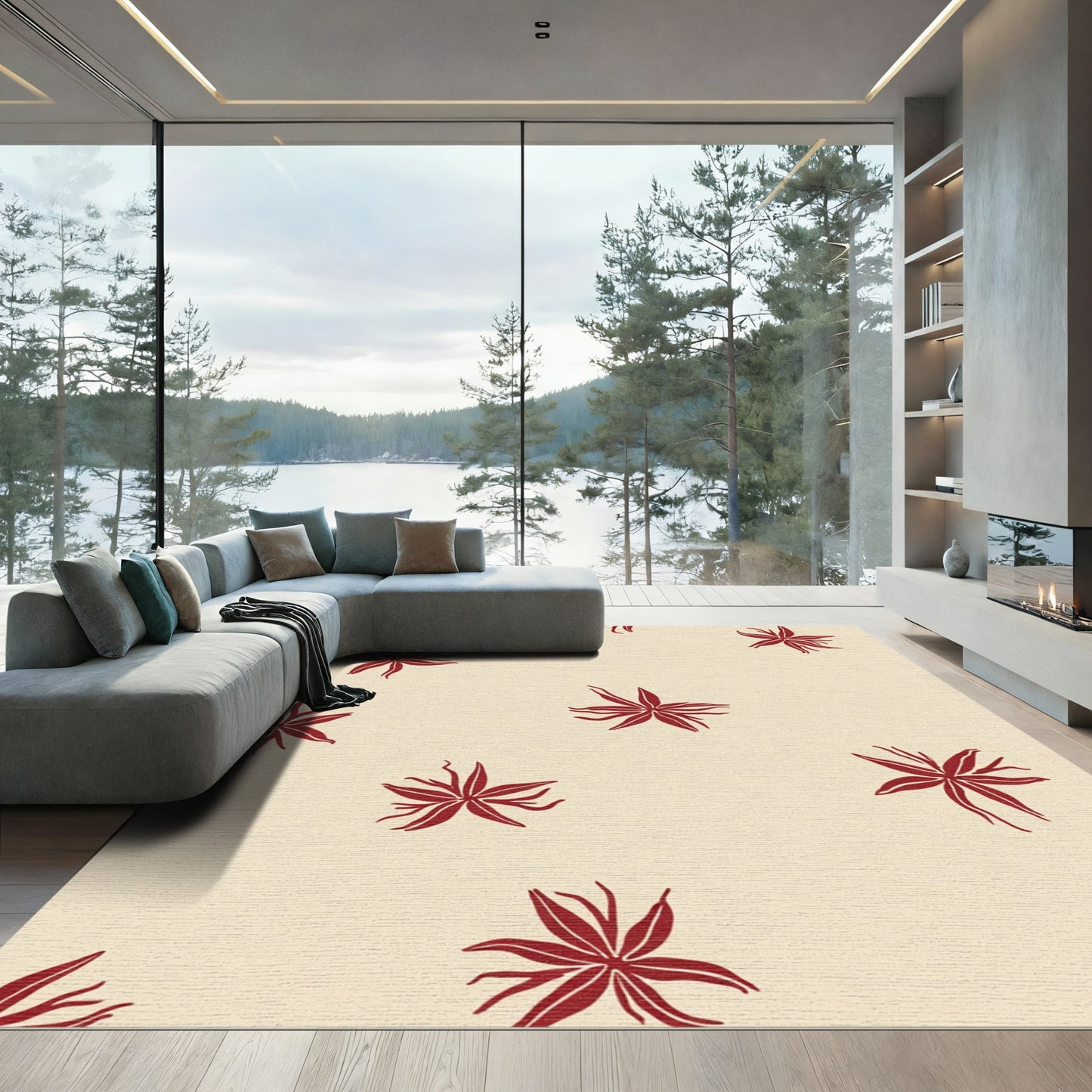 Crimson Starburst Meadow Rug
