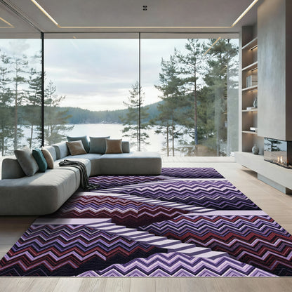 Purple Chevron Staircase Illusion Rug