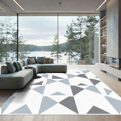 Light Gray Geometric Triangle Composition Rug
