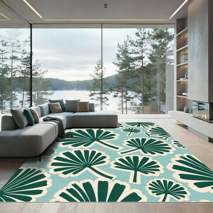Coastal Green Fan Palm Rug