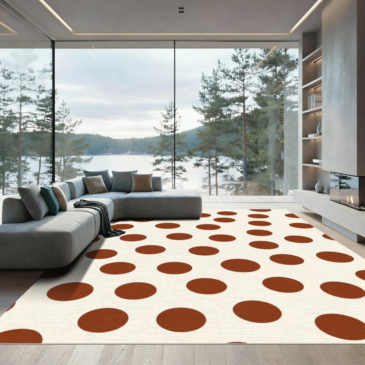Classic Brown Polka Dot Circles Rug