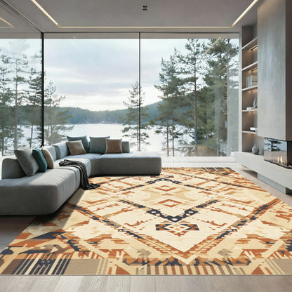 Earthy Geometric Diamond Tribal Rug