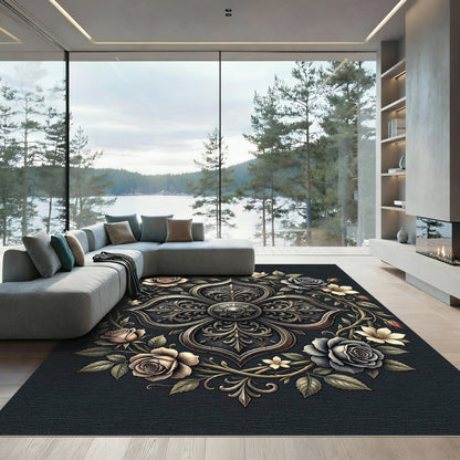 Antique Floral Metal Medallion Rug