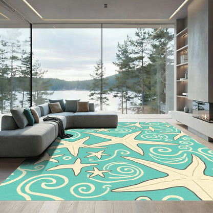 Oceanic Starfish Whimsical Swirl Rug