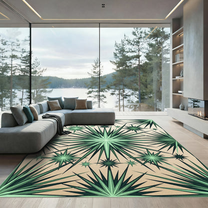 Emerald Green Starburst Modern Rug