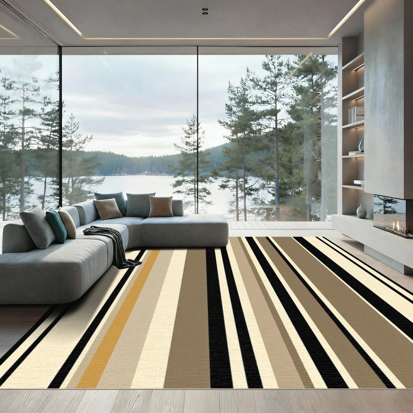 Earth Tones Vertical Striped Rug