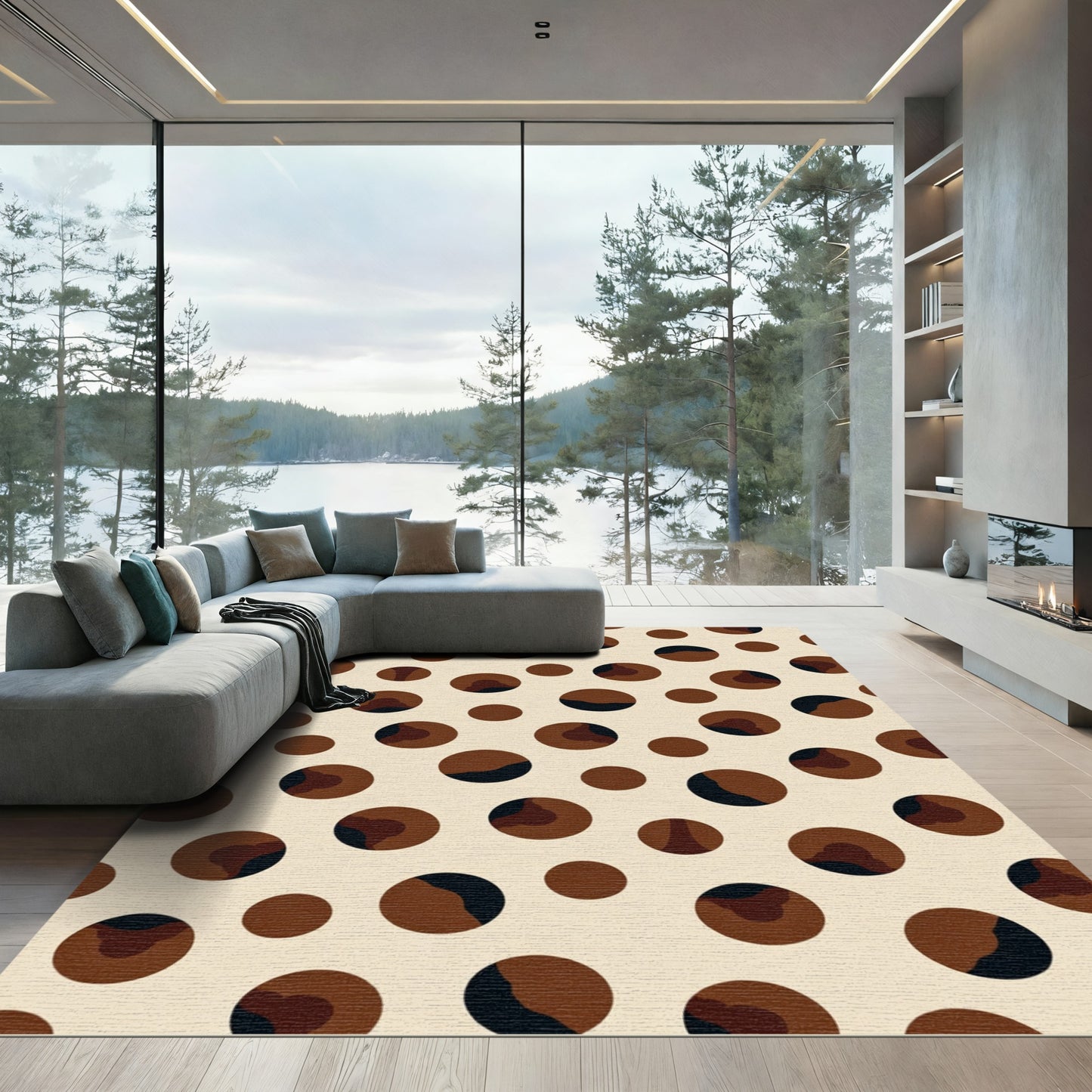 Brown Polka Dot Contemporary Pattern Rug