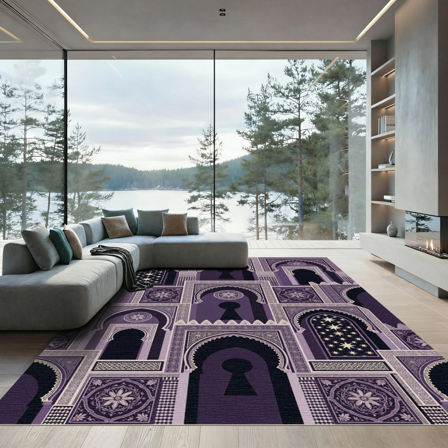 Regal Purple Archway Star Window Rug