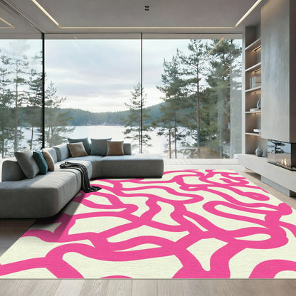 Hot Pink Organic Vine Abstract Rug