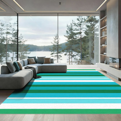 Diverse Aqua Horizontal Bands Rug