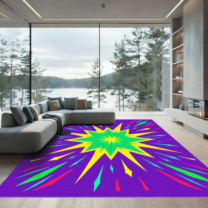 Electric Yellow Green Burst Explosion Rug