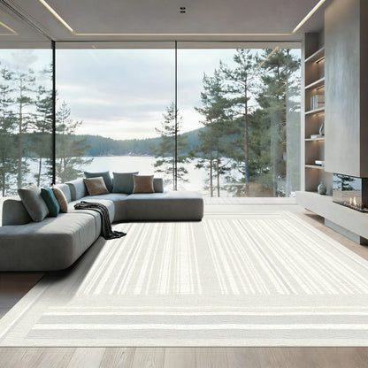 Soft Neutral Stripe Rectangular Rug