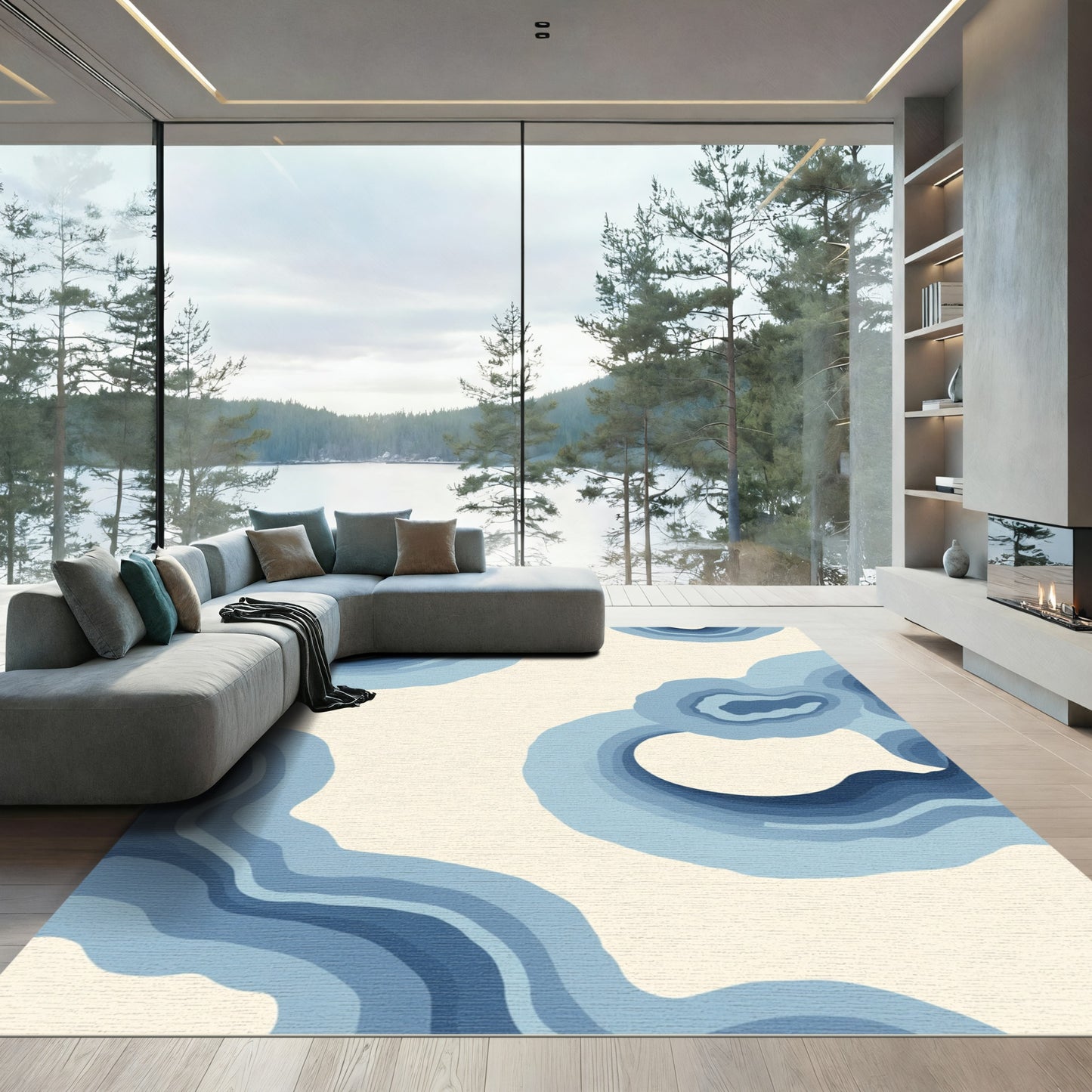 Deep Blue Layered Agate Rug