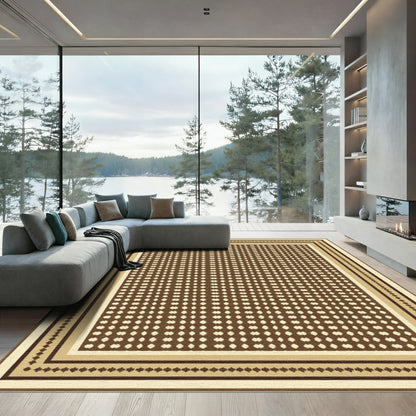Earthy Bronze White Diamond Border Rug
