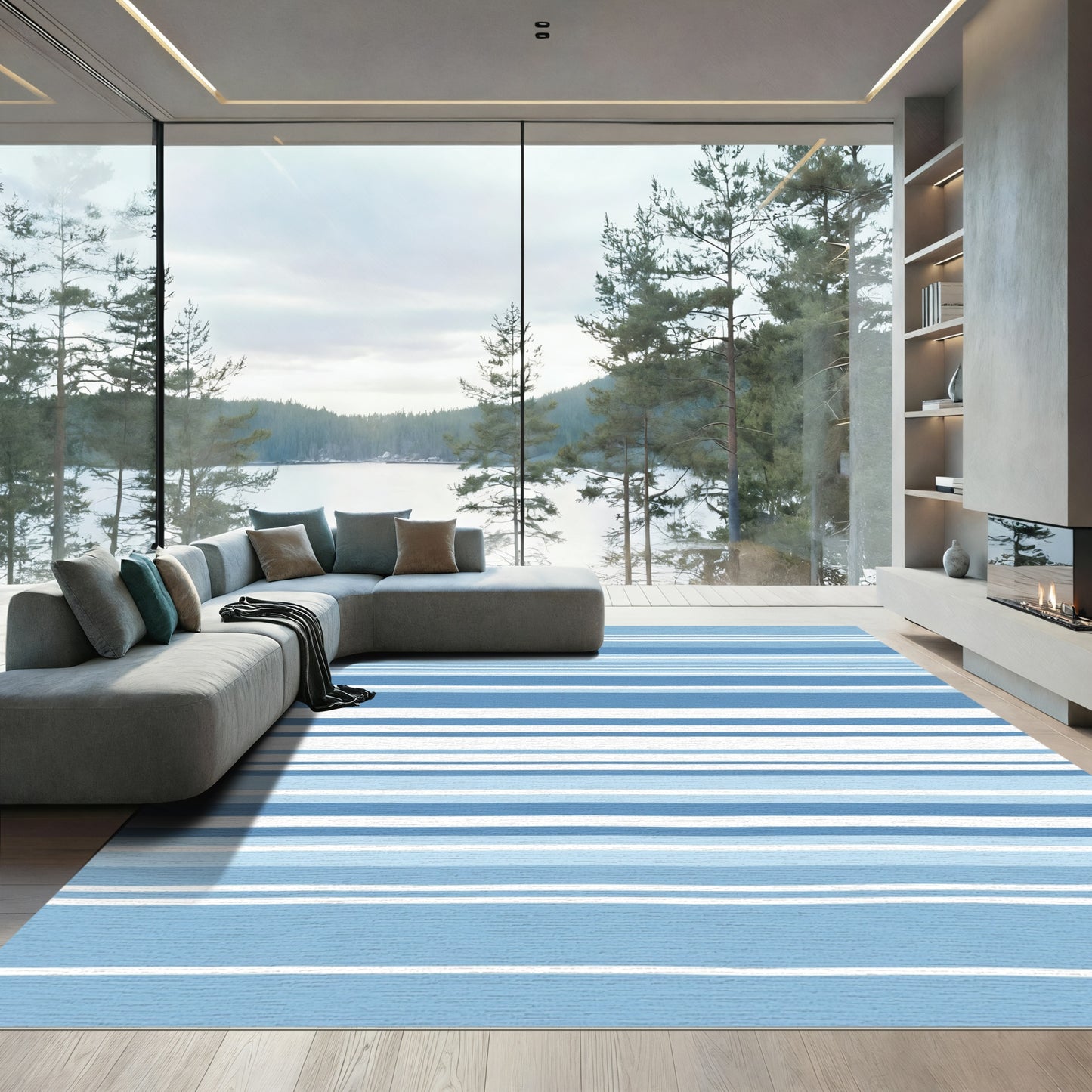 Oceanic Banded Horizon Waves Rug