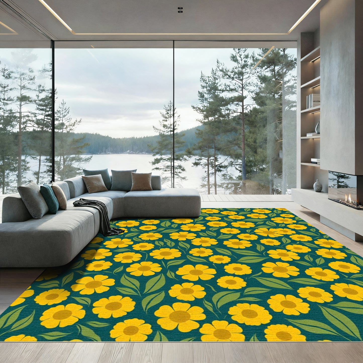 Golden Dahlia Botanical Repeats Rug