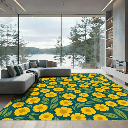 Golden Dahlia Botanical Repeats Rug