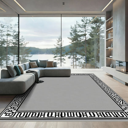 Bold Ethnic Tribal Geometric Border Rug