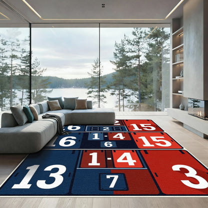 Mid Century Minimalist Scoreboard Grid Rug