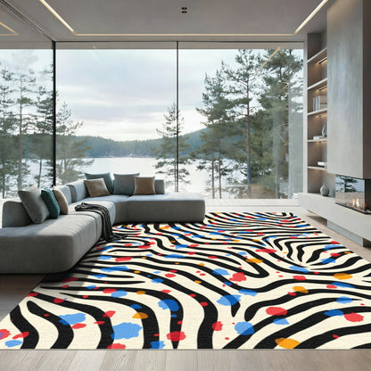 Bold Zebra Stripes Splattered Colors Rug