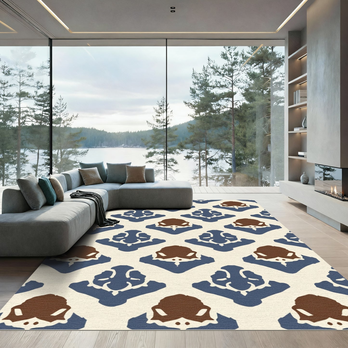 Indigo Brown Tribal Diamond Rug