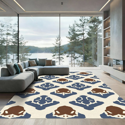 Indigo Brown Tribal Diamond Rug