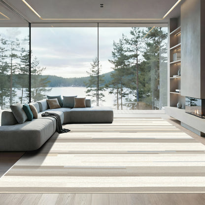 Neutral Horizontal Stripe Abstract Rug