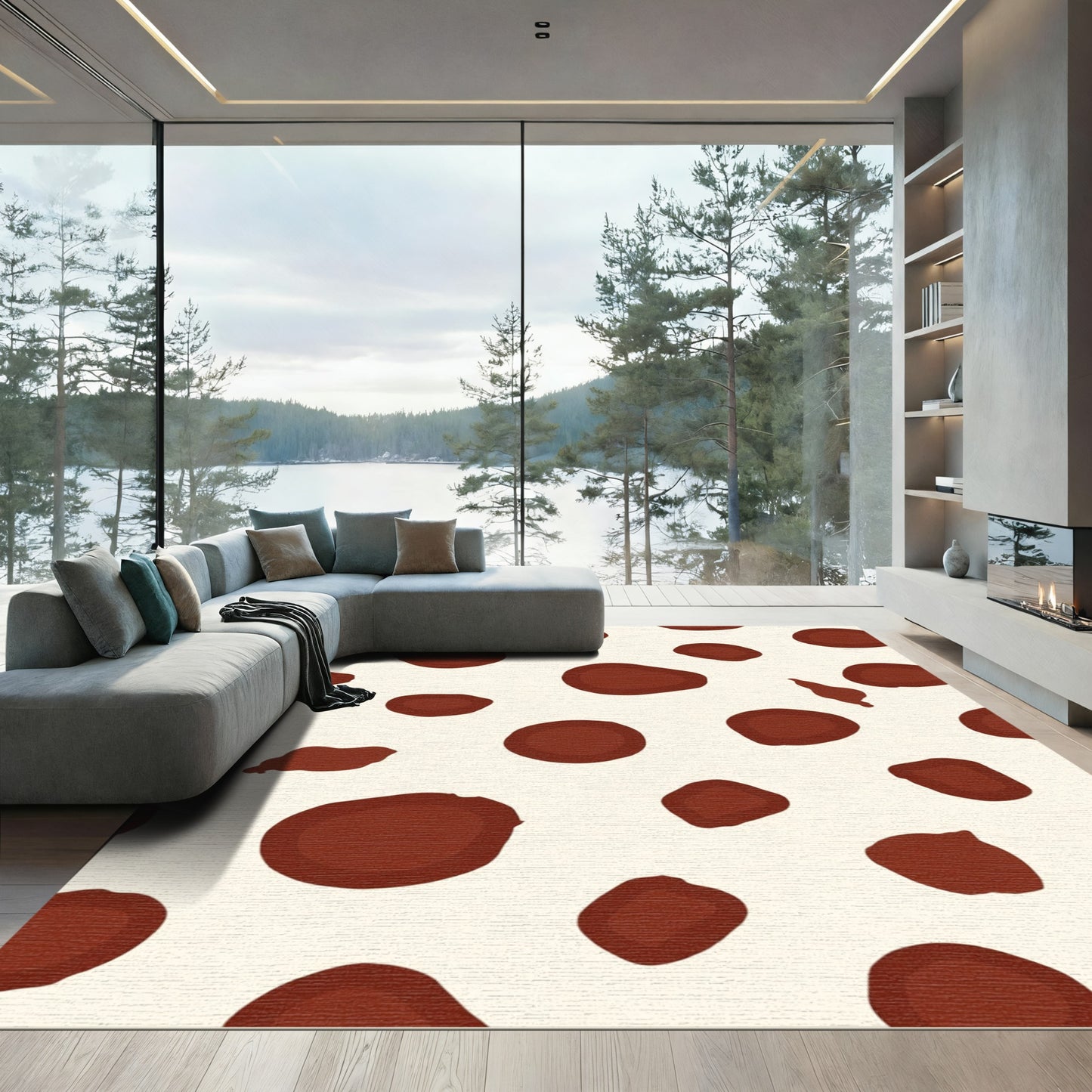 Brown Spots on Cream Background Rug