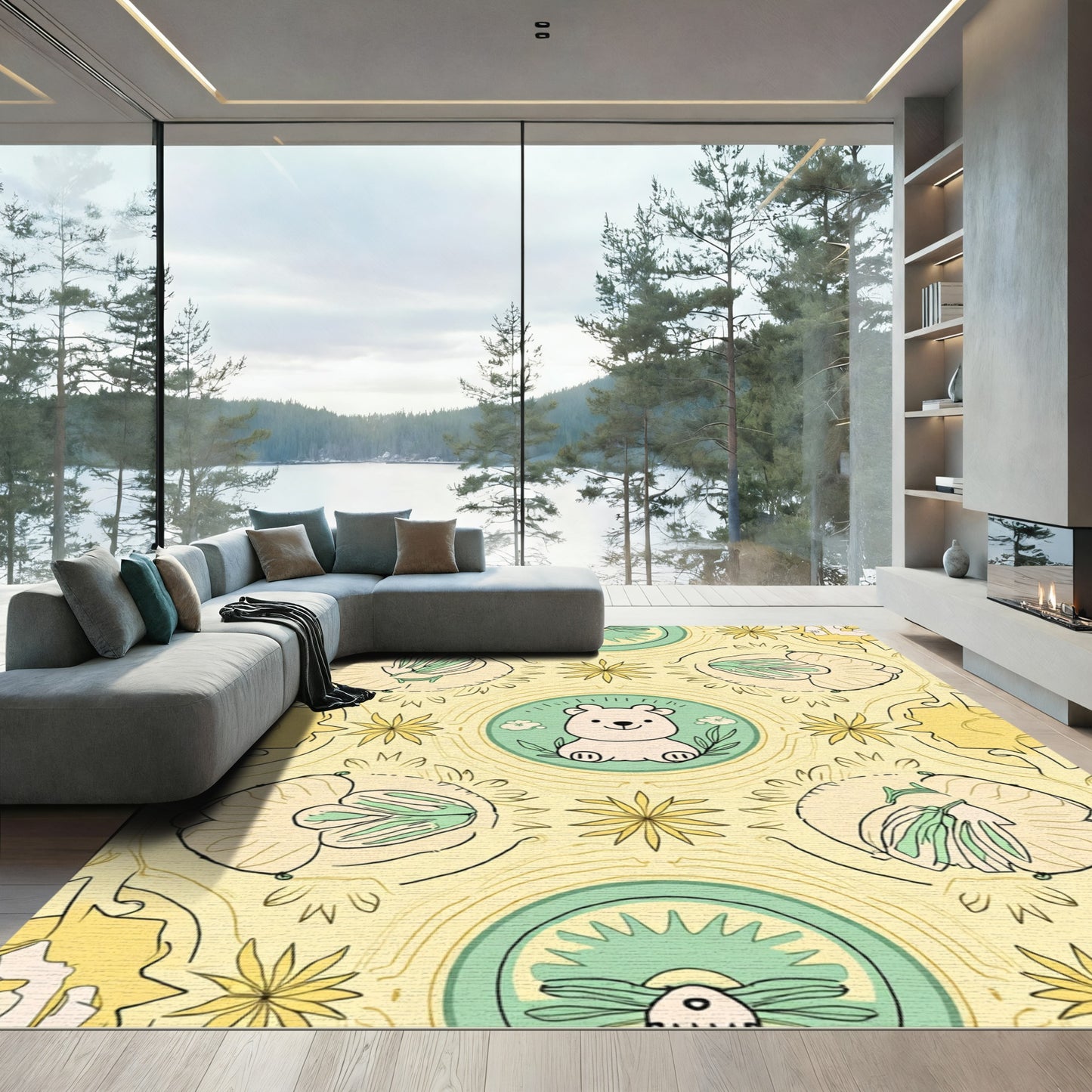 Sweet Bear Pastel Floral Garden Rug