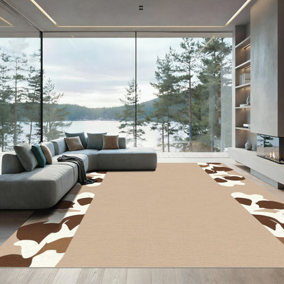 Brown White Spotted Organic Border Rug