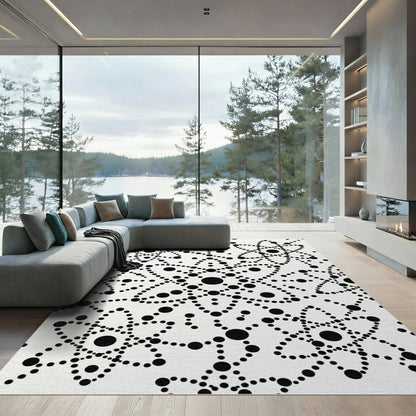 Black Dot Cascade Starburst Rug