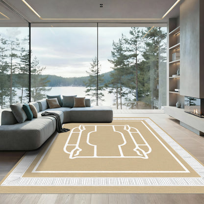 Abstract Tan Geometric Outline Rug