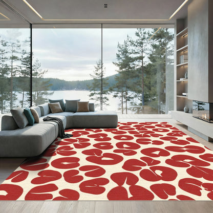 Bold Red Abstract Leaf Medley Rug