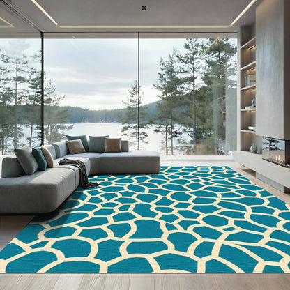 Teal Cracked Earth Organic Texture Rug