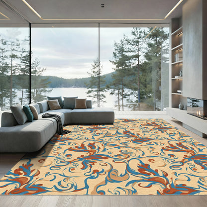 Amber Swirl Floral Vine Art Rug