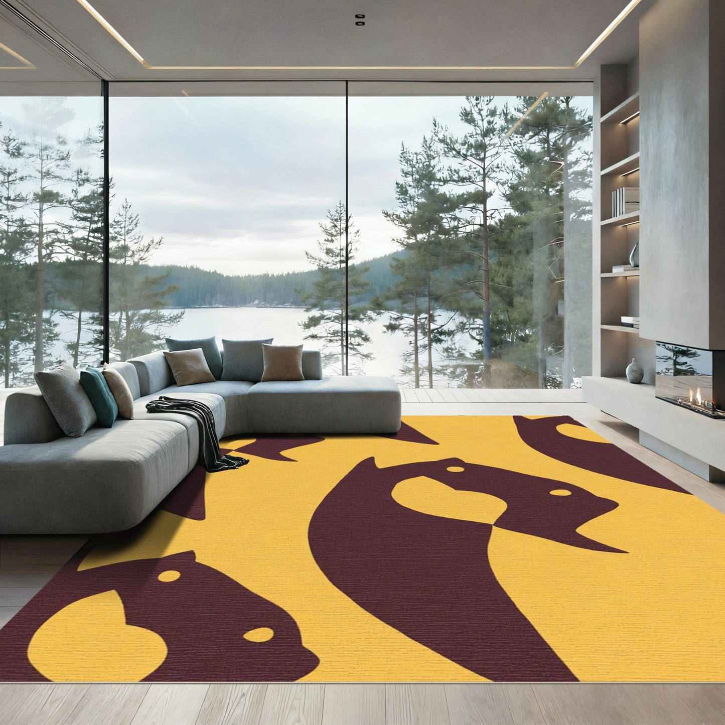 Bold Marigold Horse Abstract Rug