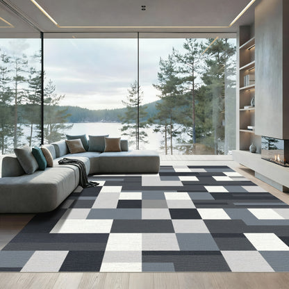Monochromatic Abstract Geometric Blocks Rug