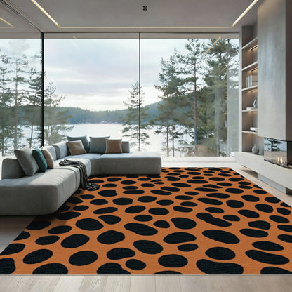 Brown Black Abstract Spots Rug