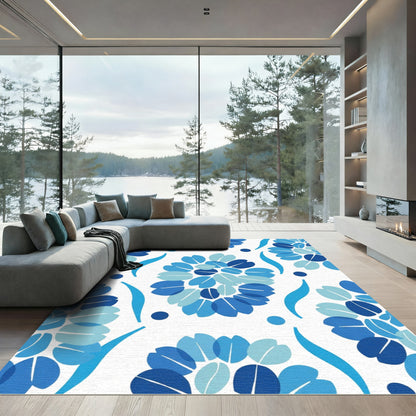 Deep Blue Floral Medley Rug