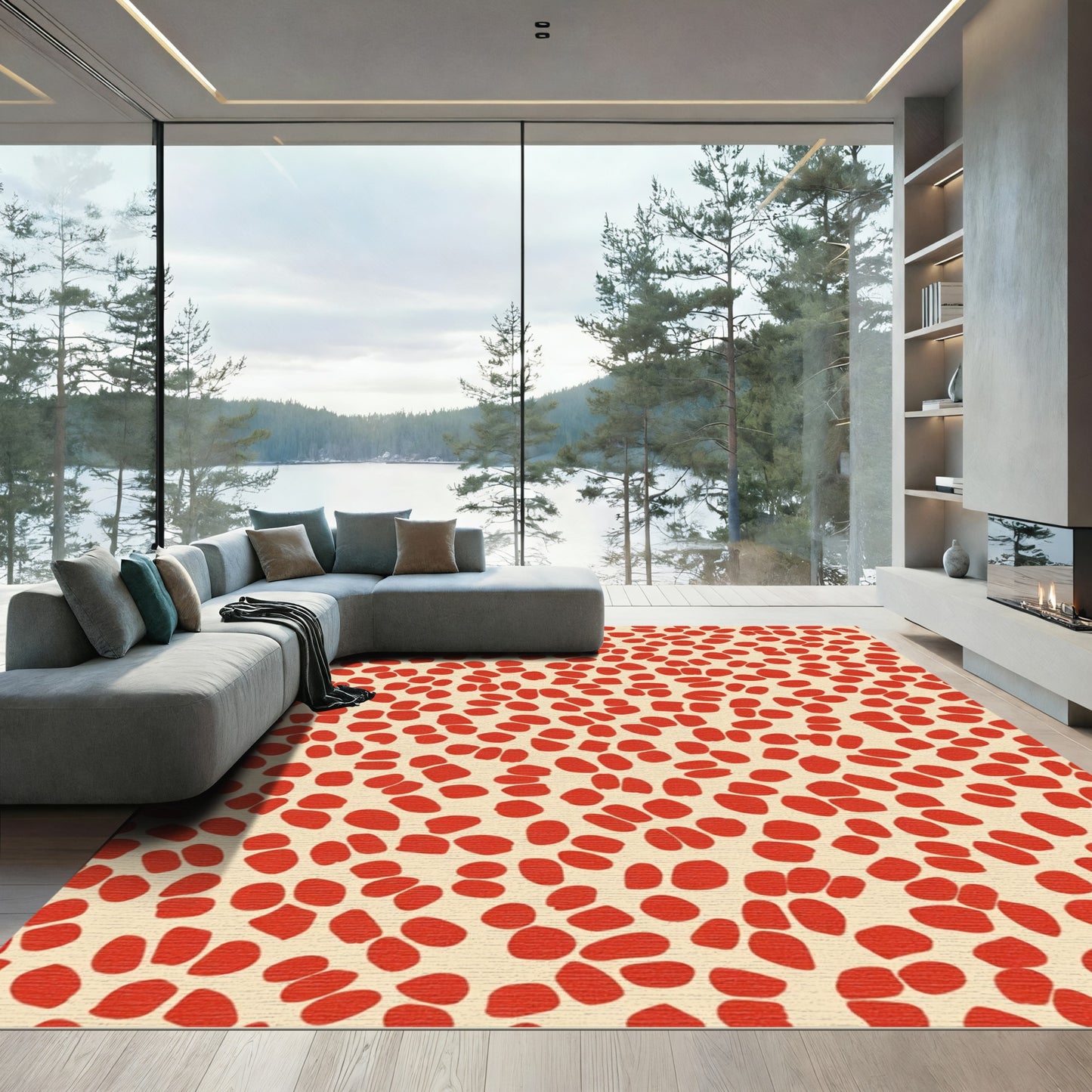 Crimson Pebble Scatter Rug