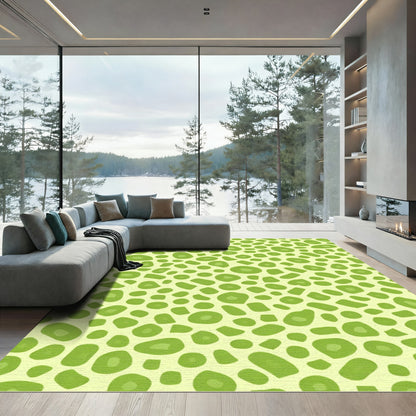 Lime Green Abstract Organic Shapes Rug