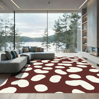 Brown Cream Amoeba Blob Pattern Rug