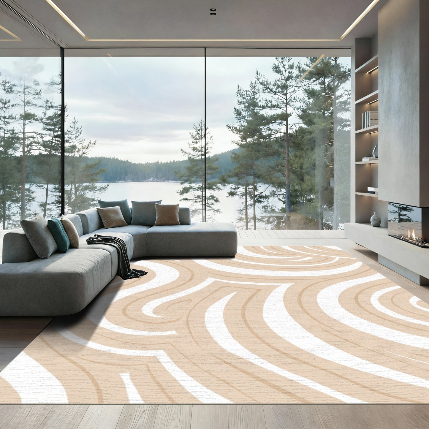 Neutral Swirl Organic Flow Rug