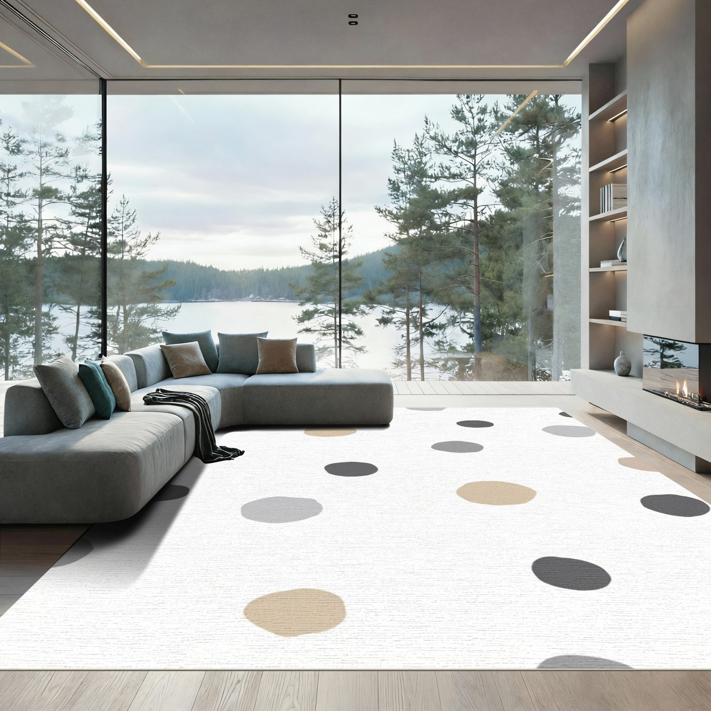 Neutral Tone Irregular Dot Placement Rug