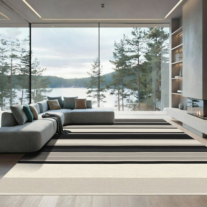 Modern Neutral Stripe Horizontal Rug