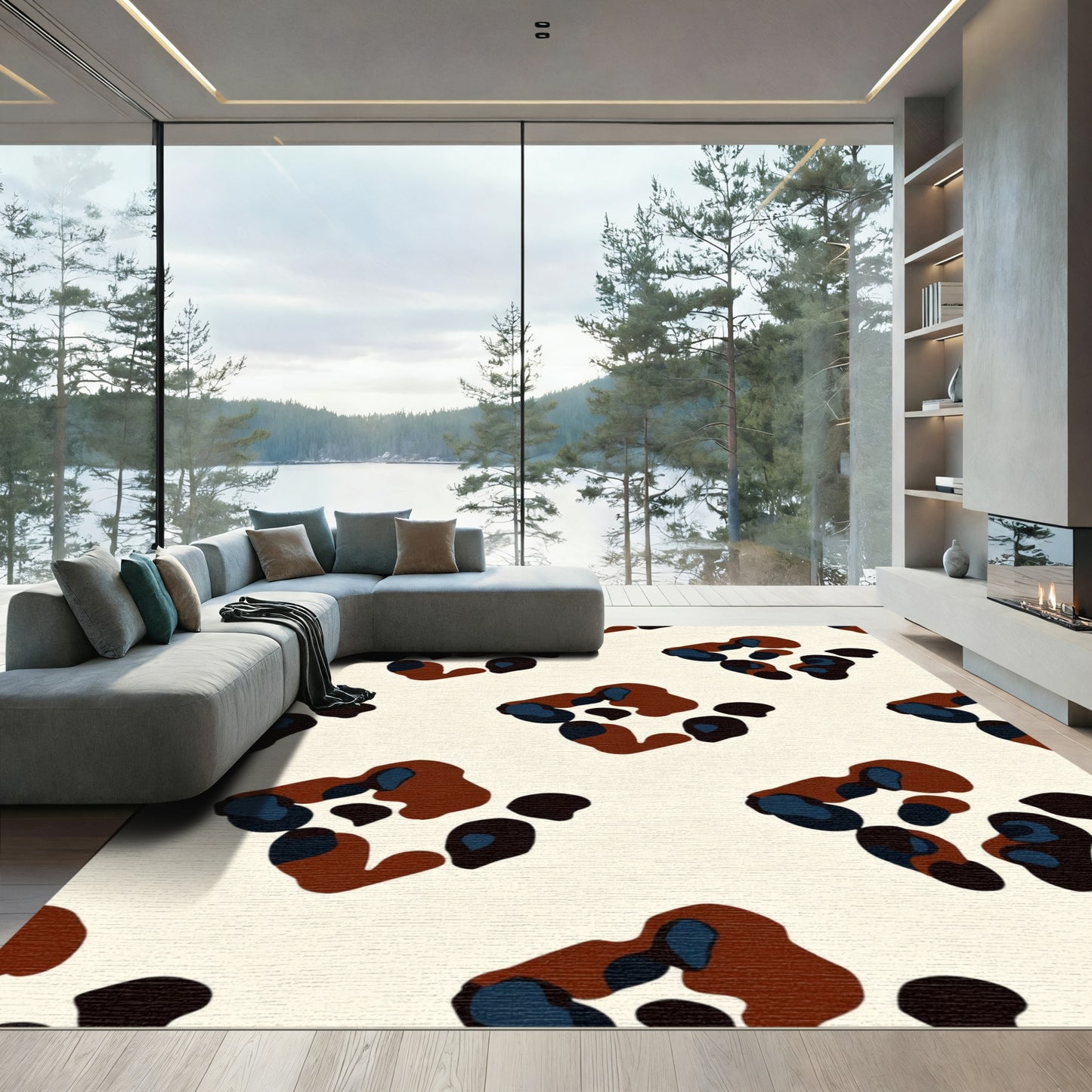 Abstract Animal Print Cream Rug