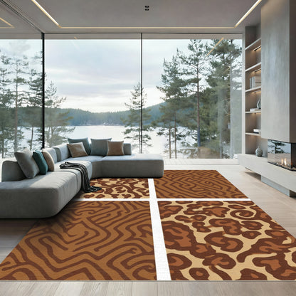 Brown Animal Print Labyrinth Rug