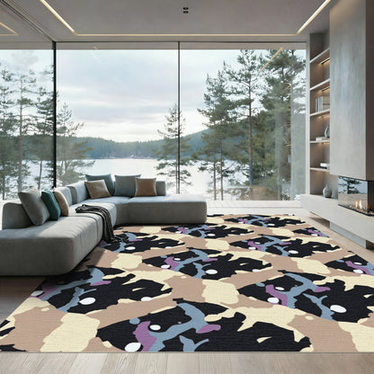 Tan Abstract Organic Brushstroke Rug