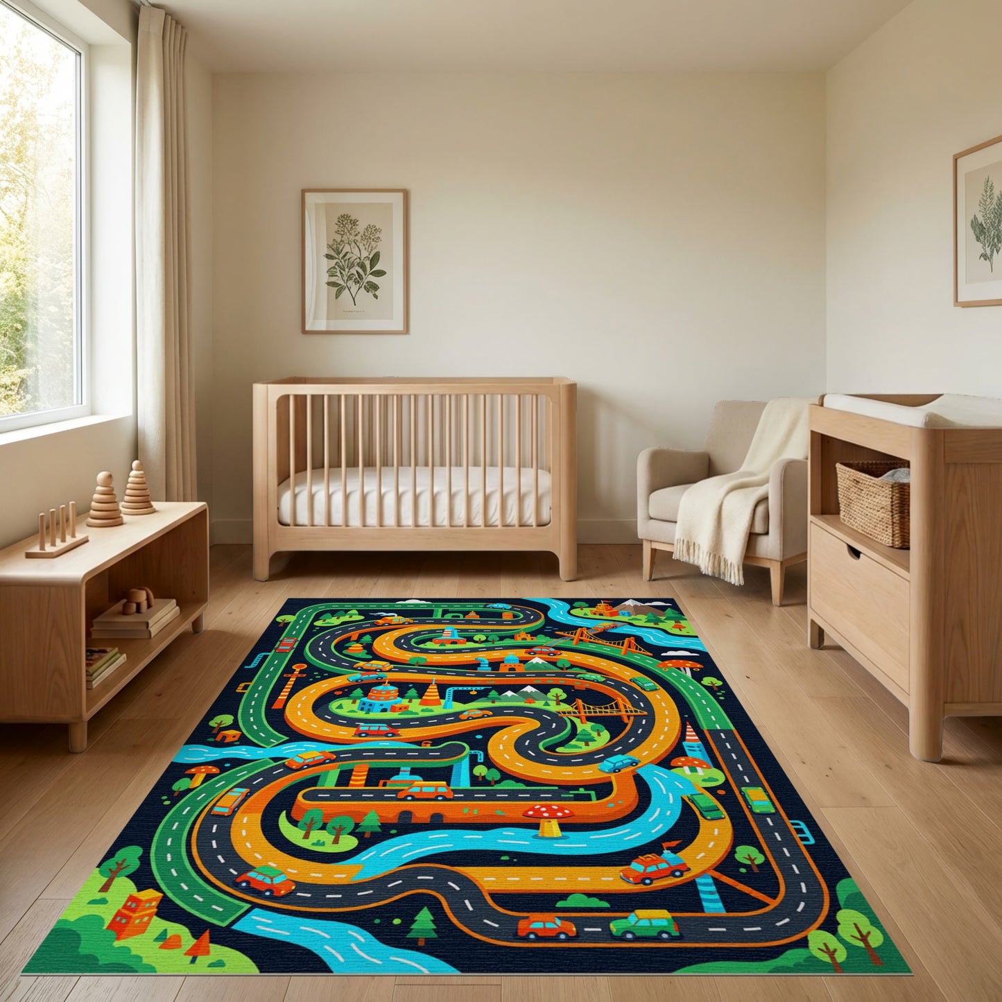 Vibrant Playful Winding Roads Adventure Rug