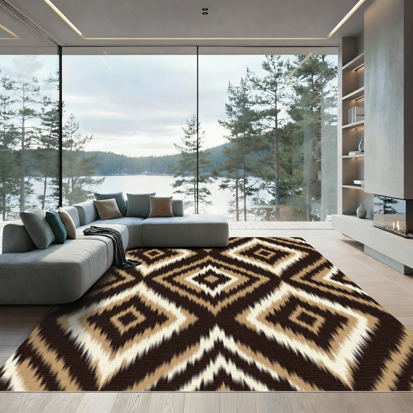 Earthy Diamond Zigzag Ikat Rug
